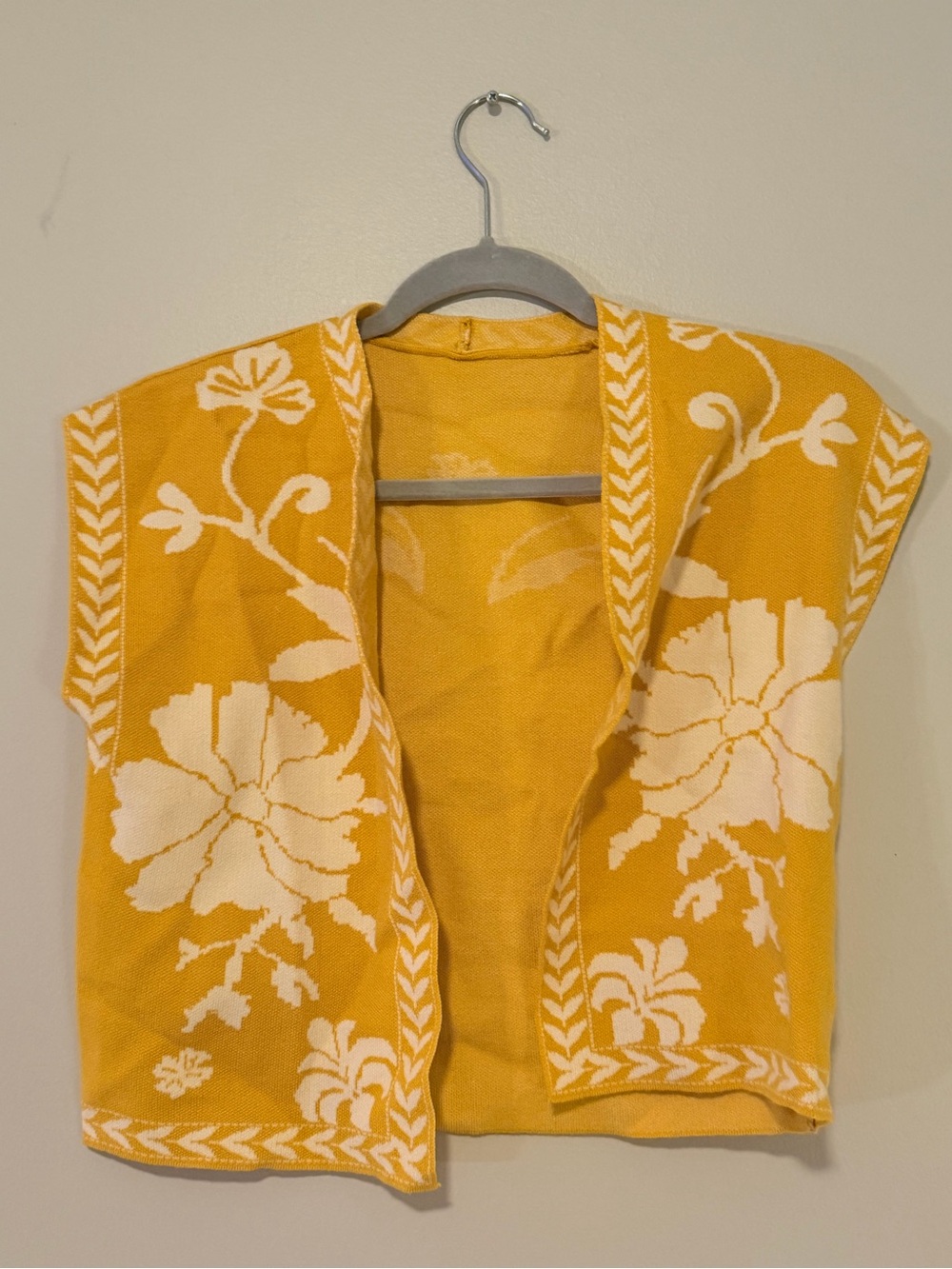 Mustard Yellow Embroidered Floral Vest